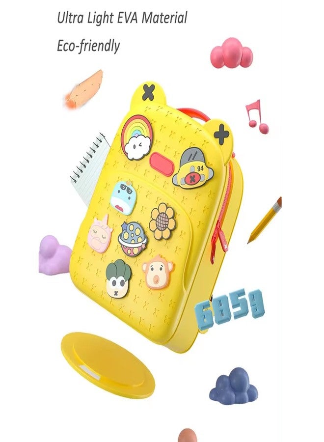 not available Eva School Bags for Fun Loving Kids School Bag, Eco-Friendly School Bags for Boys and Girls with a Tic Tac Moveable Trinkets Backpack (Yellow) - Image 2